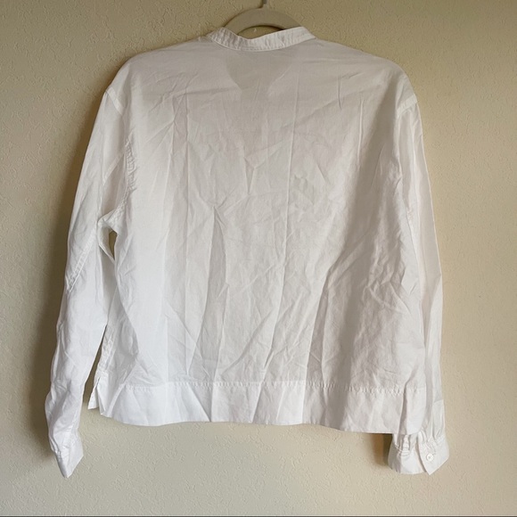 EVERLANE White Long Sleeve Blouse Boxy Fit V Neck - Picture 5 of 5